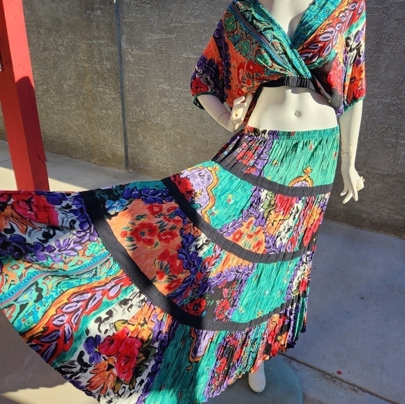 RARE VINTAGE Gypsy Boho‎ Skirt Set - Picture 2 of 10